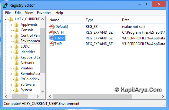 TIP] Registry Trick Change Temporary Files Target Folder Location Windows Vista, 7, 8