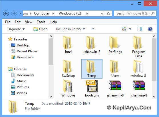 change filefort temp folder