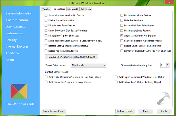 Ultimate Windows Tweaker 5.1 download the last version for apple