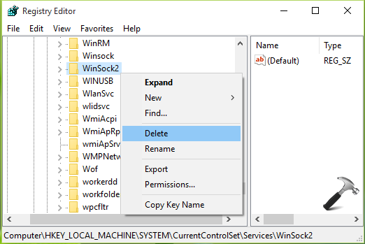 Windows Sockets Registry Entries Required For Network Connectivity Are Missing