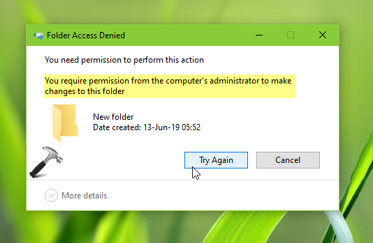 windows 10 you require permission from administrators