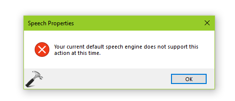 your current default speech engine does not